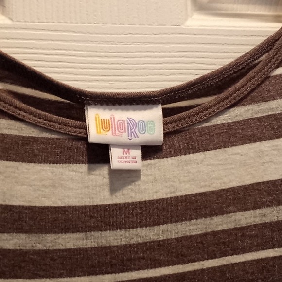 Lularoe Medium Irma grey and brown striped tunic top - Picture 2 of 6